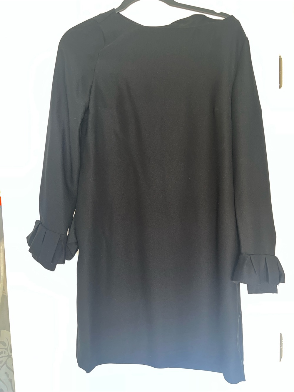 Banana Republic Black Long-Sleeve Dress with Ruffle Cuffs